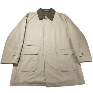 Bullock & Jones Coat Mens 56 Beige Cotton Tweed Wool Lined Barn Overcoat Italy